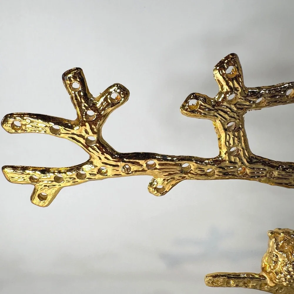Gold Owl Tree Branch Earring Holder Jewelry Stand Organizer Display